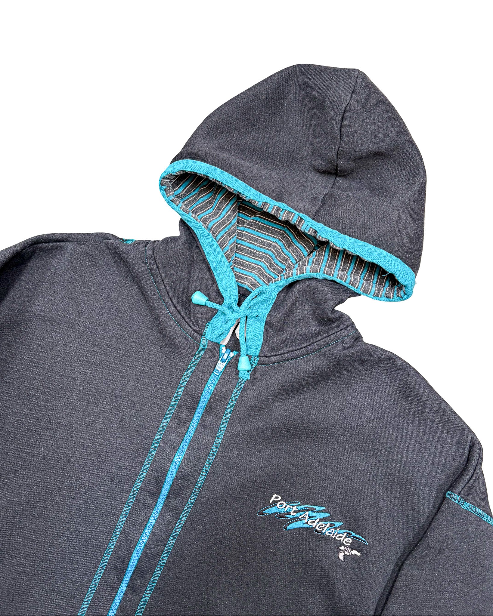 2000'S PORT ADELAIDE EMBROIDERED ZIP UP HOODIE - L