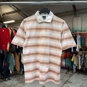 1990'S NIKE GOLF SWOOSH STRIPED POLO SHIRT - M
