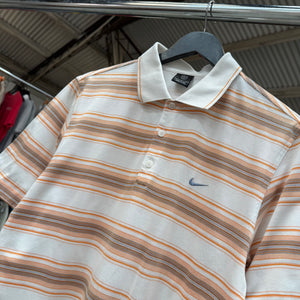 1990'S NIKE GOLF SWOOSH STRIPED POLO SHIRT - M