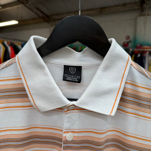 1990'S NIKE GOLF SWOOSH STRIPED POLO SHIRT - M