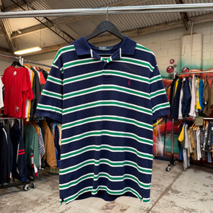 1990'S POLO RALPH LAUREN STRIPED POLO SHIRT - L