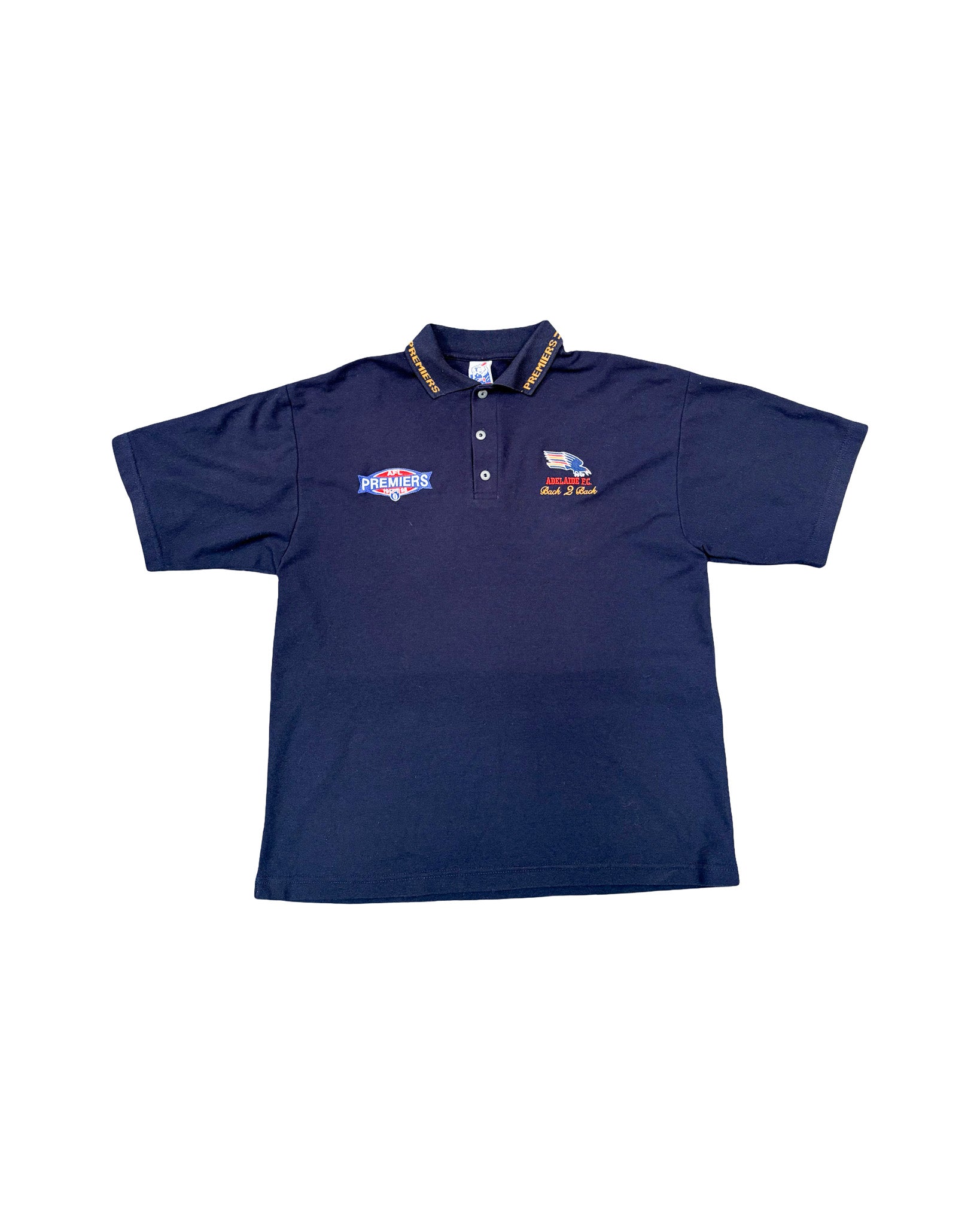 1990'S ADELAIDE CROWS 'BACK 2 BACK PREMIERS' POLO SHIRT - XL
