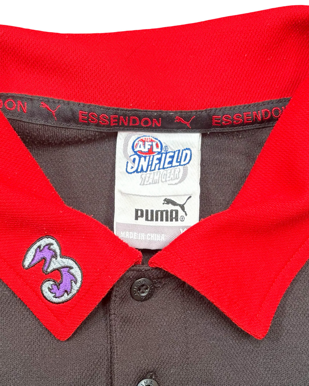 2000'S PUMA ESSENDON BOMBERS LONG SLEEVE TEE - L