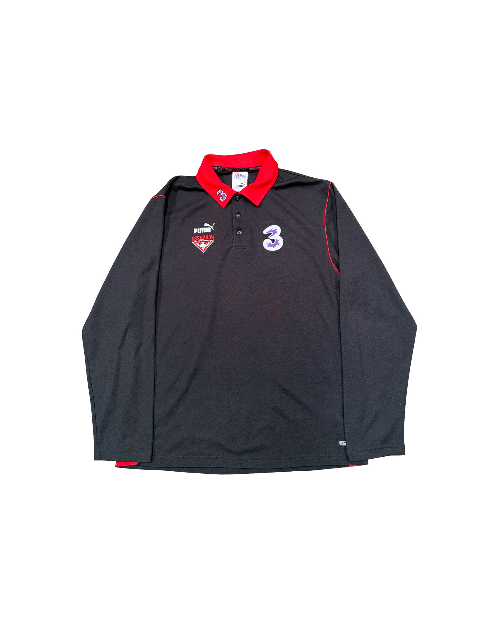 2000'S PUMA ESSENDON BOMBERS LONG SLEEVE TEE - L