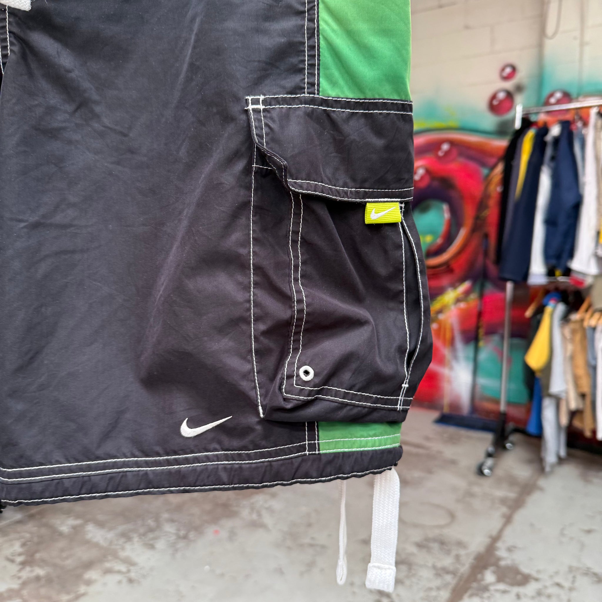 2000'S NIKE SWOOSH PANELS BOARD SHORTS - 34-38