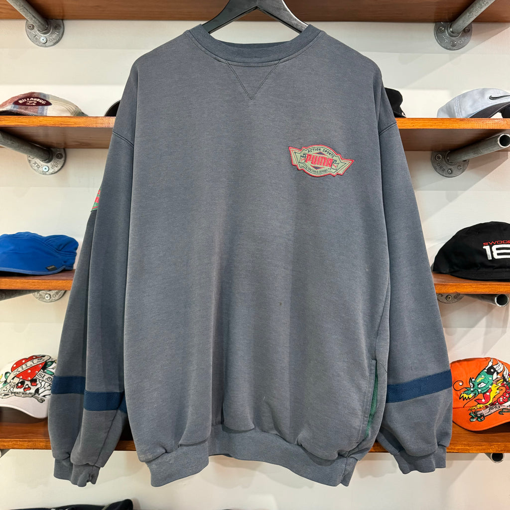 1990'S PUMA 'ACTION SPORTS' EMBROIDERED  SWEATSHIRT - L