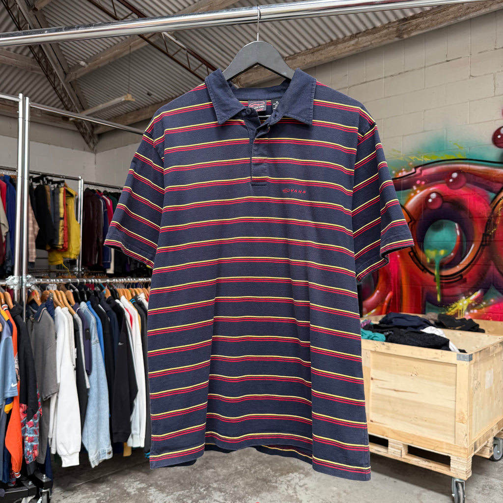 2000'S VANS STRIPED POLO SHIRT - L
