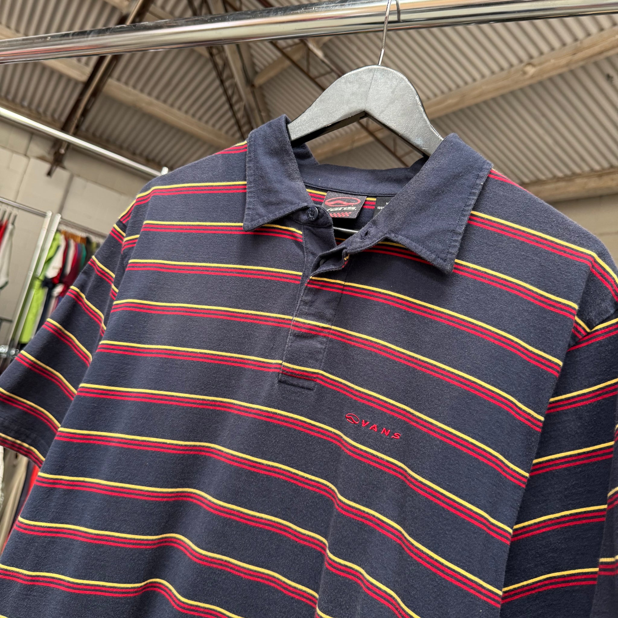 2000'S VANS STRIPED POLO SHIRT - L