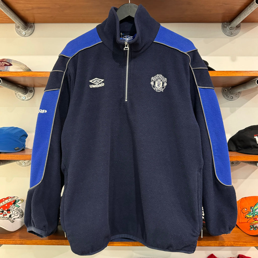 1990'S UMBRO MANCHESTER UNITED FOOTBALL 1/4 ZIP FLEECE - M/L