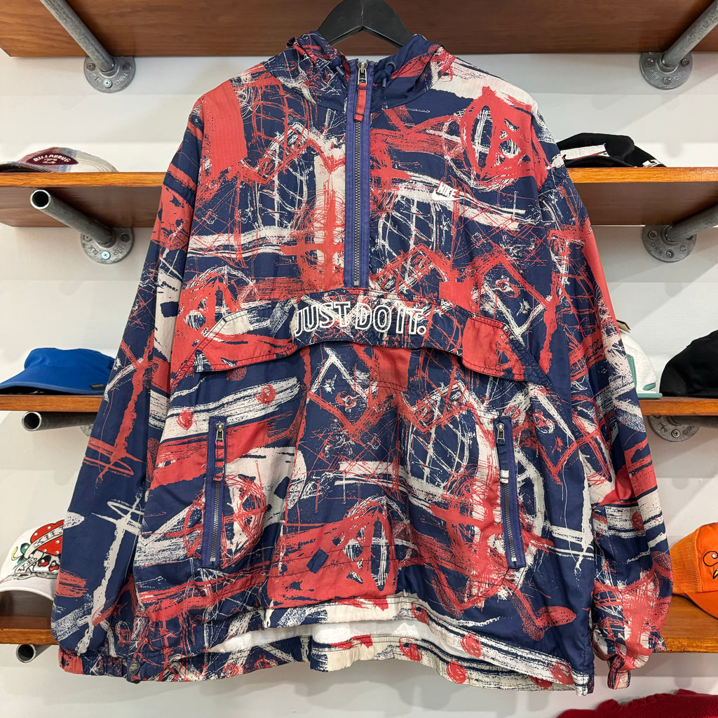 1990'S NIKE JUST DO IT CRAZY AHH PRINT 1/4 ZIP JACKET - XL