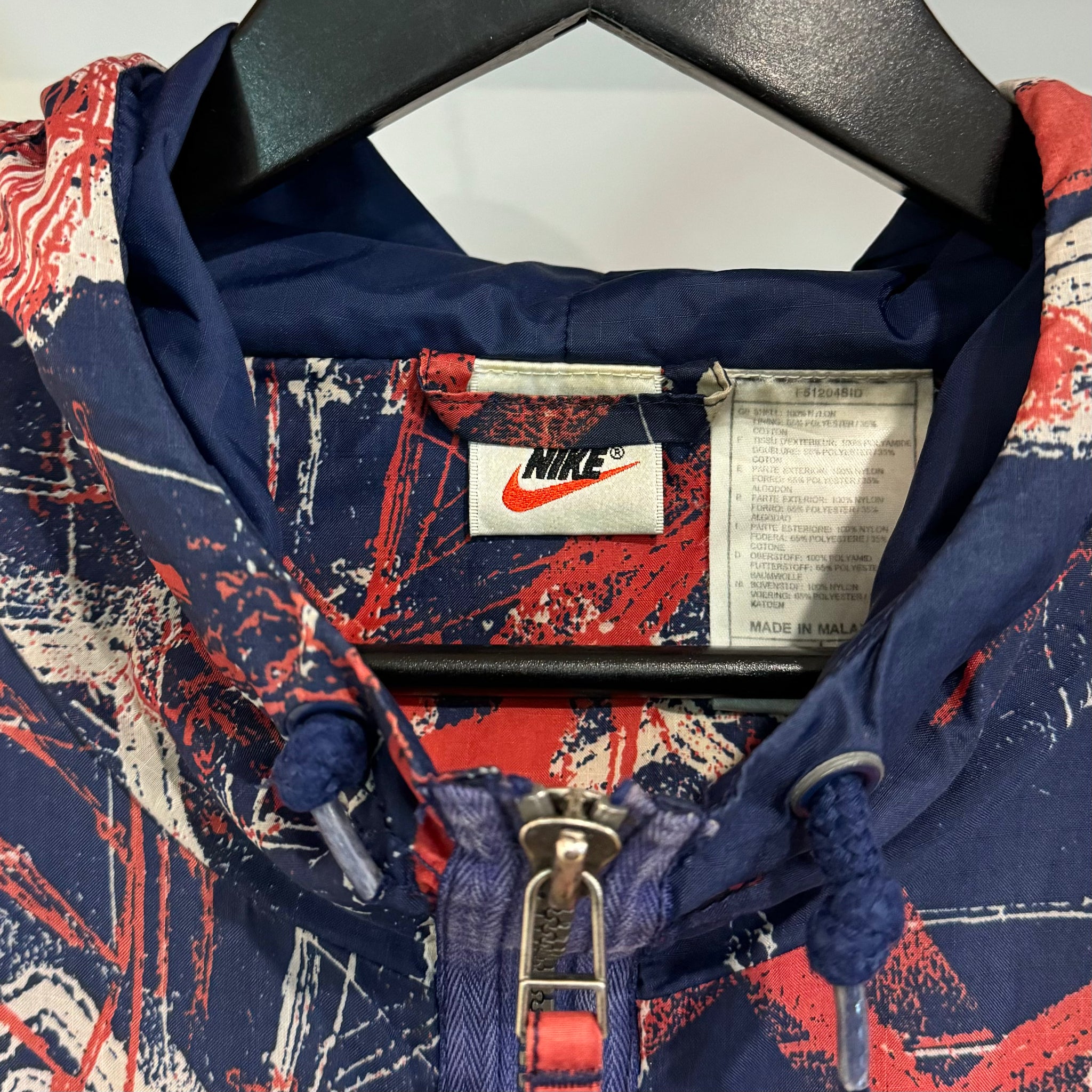 1990'S NIKE JUST DO IT CRAZY AHH PRINT 1/4 ZIP JACKET - XL