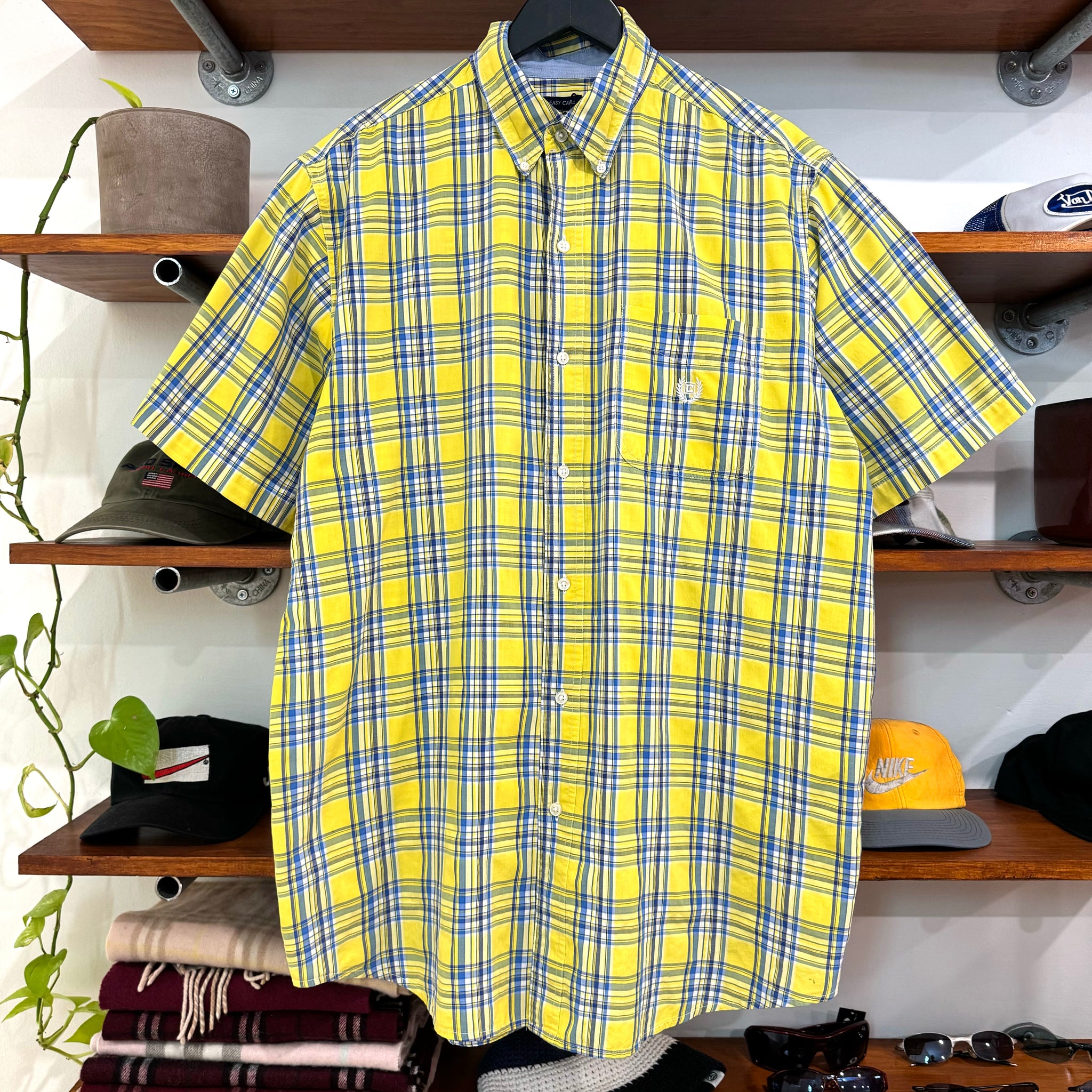 1990'S CHAPS RALPH LAUREN PLAID BUTTON UP - XL