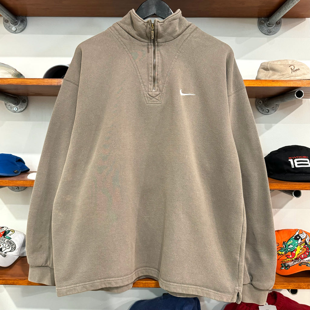 1990'S NIKE SWOOSH EMBROIDERED 1/4 ZIP SWEATSHIRT - L