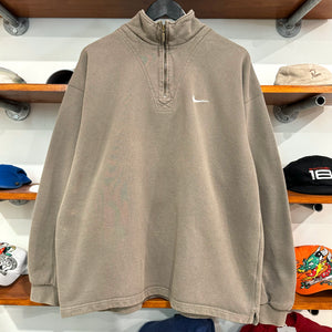 1990'S NIKE SWOOSH EMBROIDERED 1/4 ZIP SWEATSHIRT - L