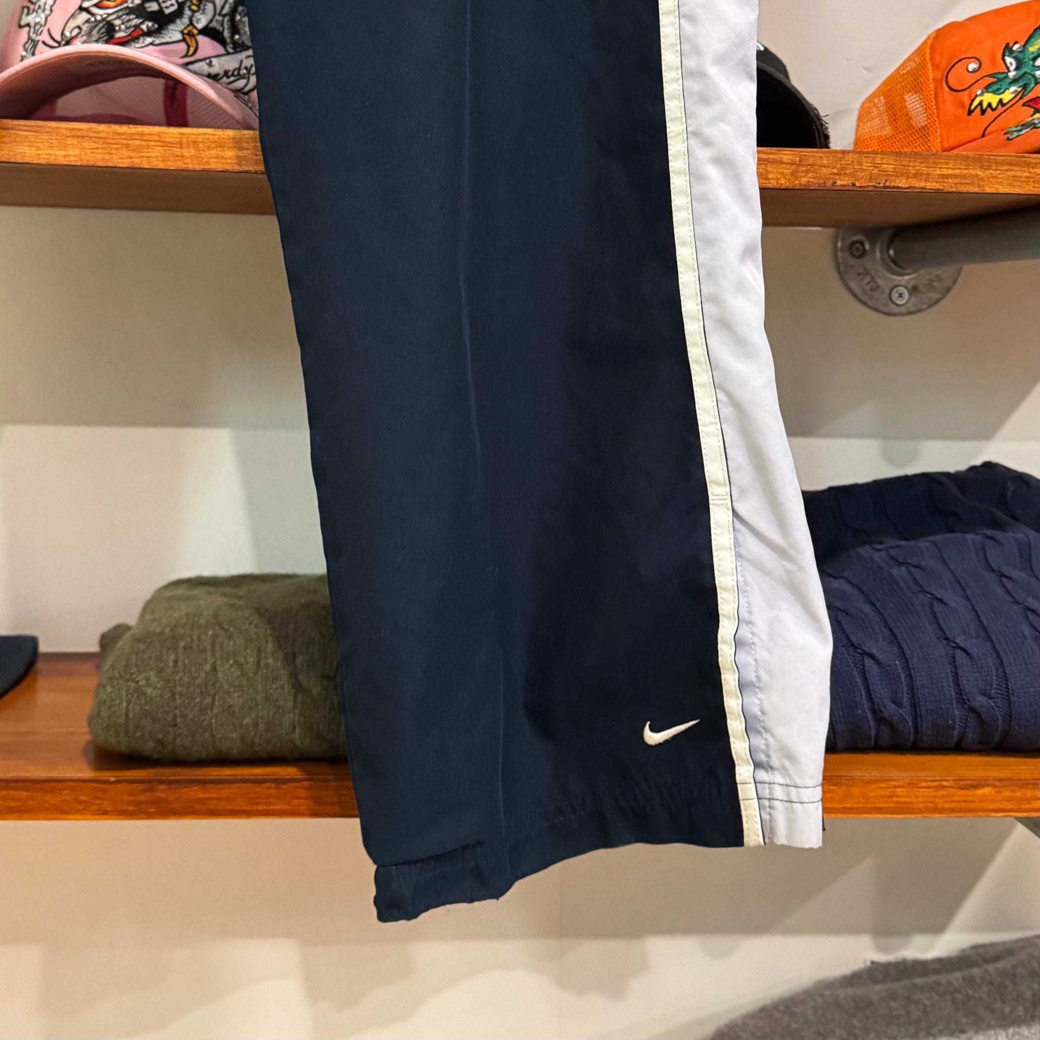 2000'S NIKE LOW SWOOSH STRIPED TRACK PANTS - L