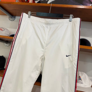 2000'S NIKE SWOOSH EMBROIDERED STRIPED TRACK PANTS - L/XL