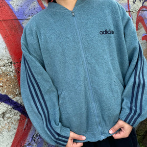 1990'S ADIDAS SPELLOUT FLEECE JACKET - XL