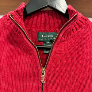 2000'S RALPH LAUREN EMBROIDERED 1/4 ZIP KNIT SWEATER - M