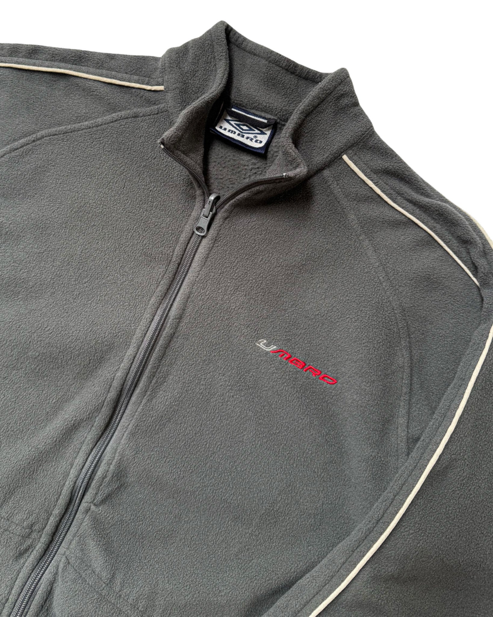 2000'S UMBRO EMBROIDERED PINSTRIPE FLEECE JACKET - S/M