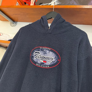1990'S TOMMY HILFIGER EMBROIDERED FLEECE HOODIE - M