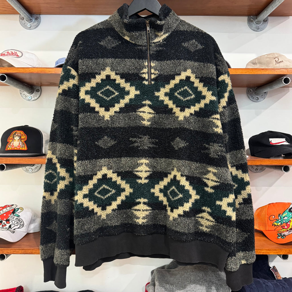 1990'S POLO RALPH LAUREN AZTEC 1/4 ZIP FLEECE - XXL
