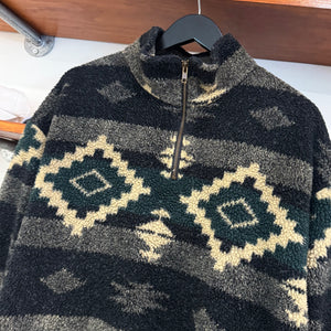1990'S POLO RALPH LAUREN AZTEC 1/4 ZIP FLEECE - XXL