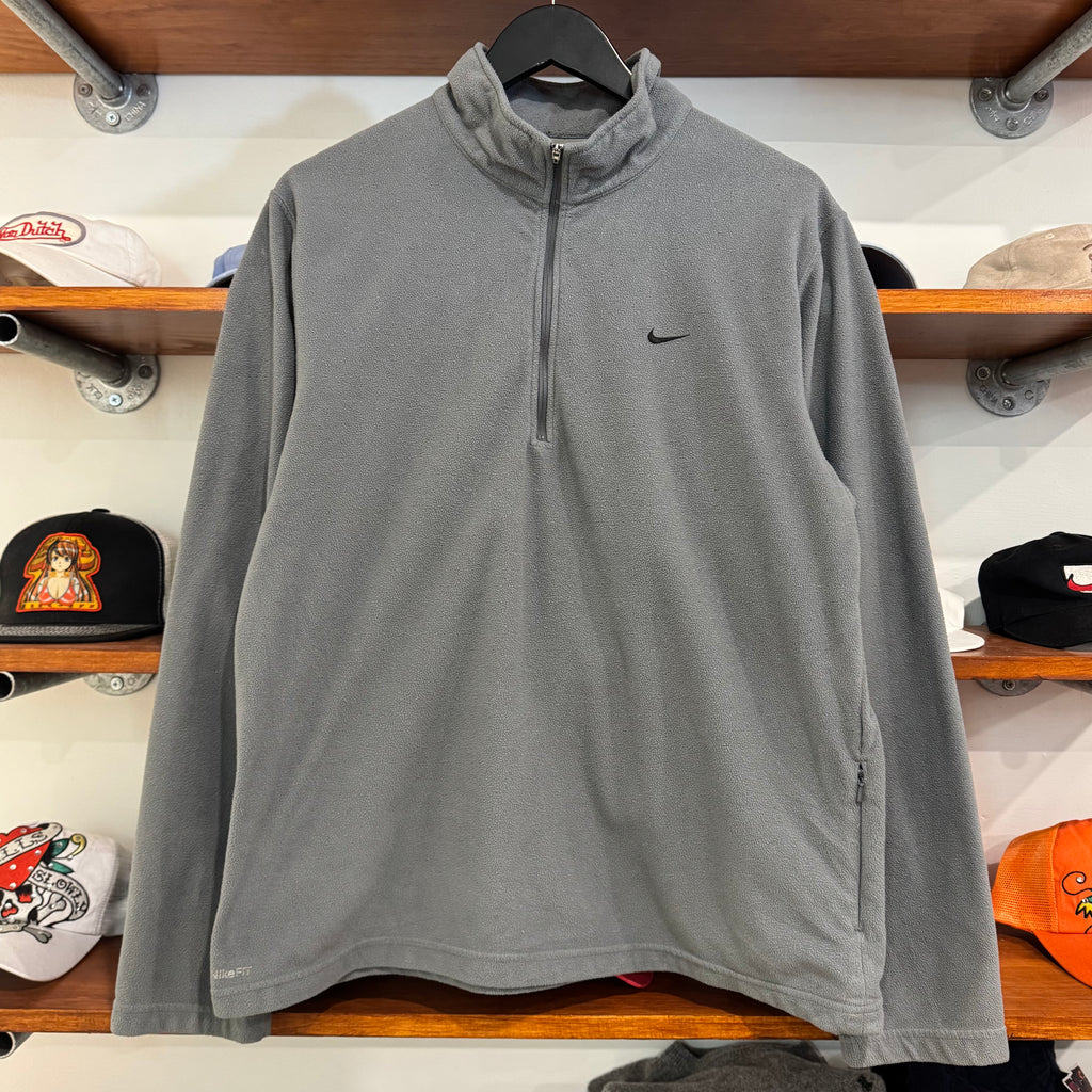 2000'S NIKE  SWOOSH EMBROIDERED 1/4 ZIP FLEECE - M