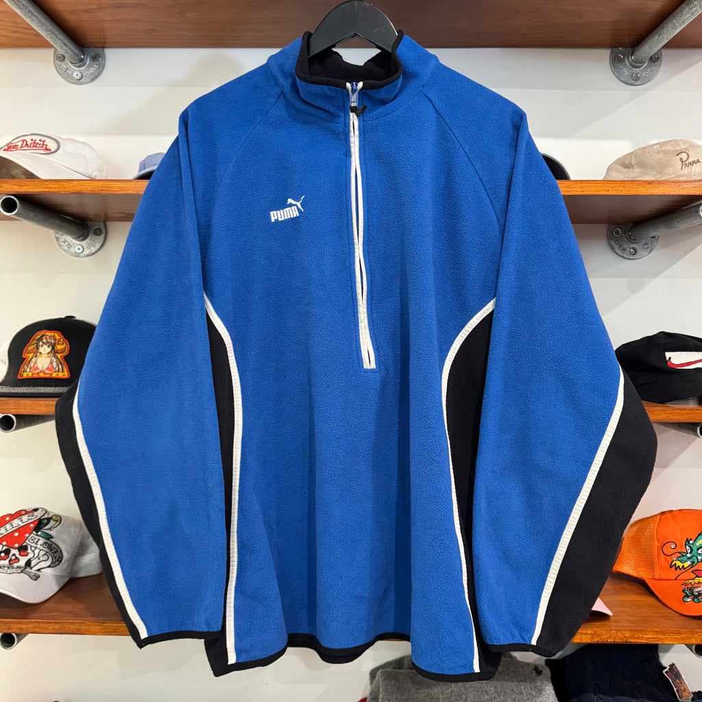 2000'S PUMA EMBROIDERED PANELS 1/4 ZIP FLEECE - L
