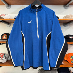 2000'S PUMA EMBROIDERED PANELS 1/4 ZIP FLEECE - L