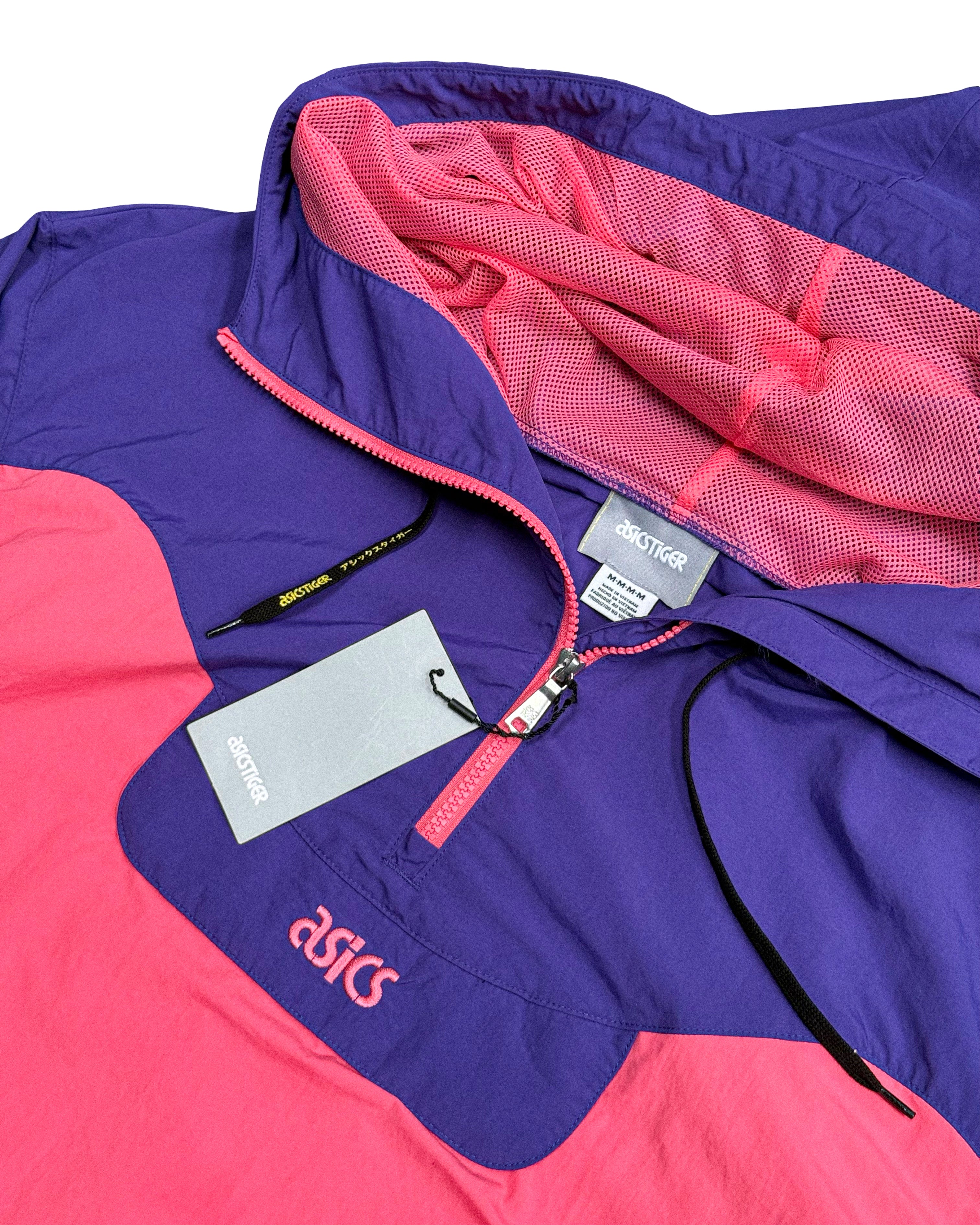 2010'S ASICS TIGER 1/4 ZIP PANELS JACKET - M
