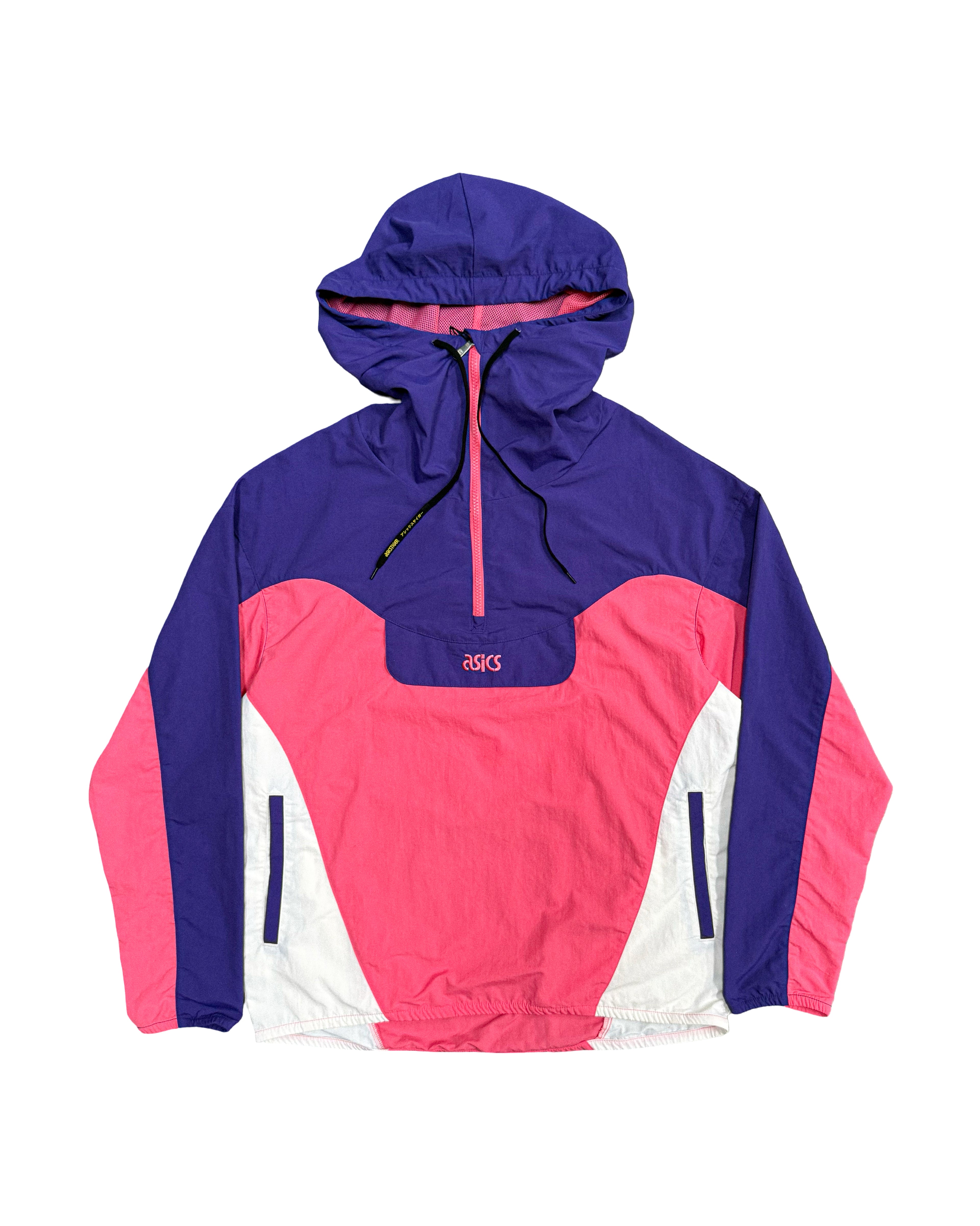 2010'S ASICS TIGER 1/4 ZIP PANELS JACKET - M
