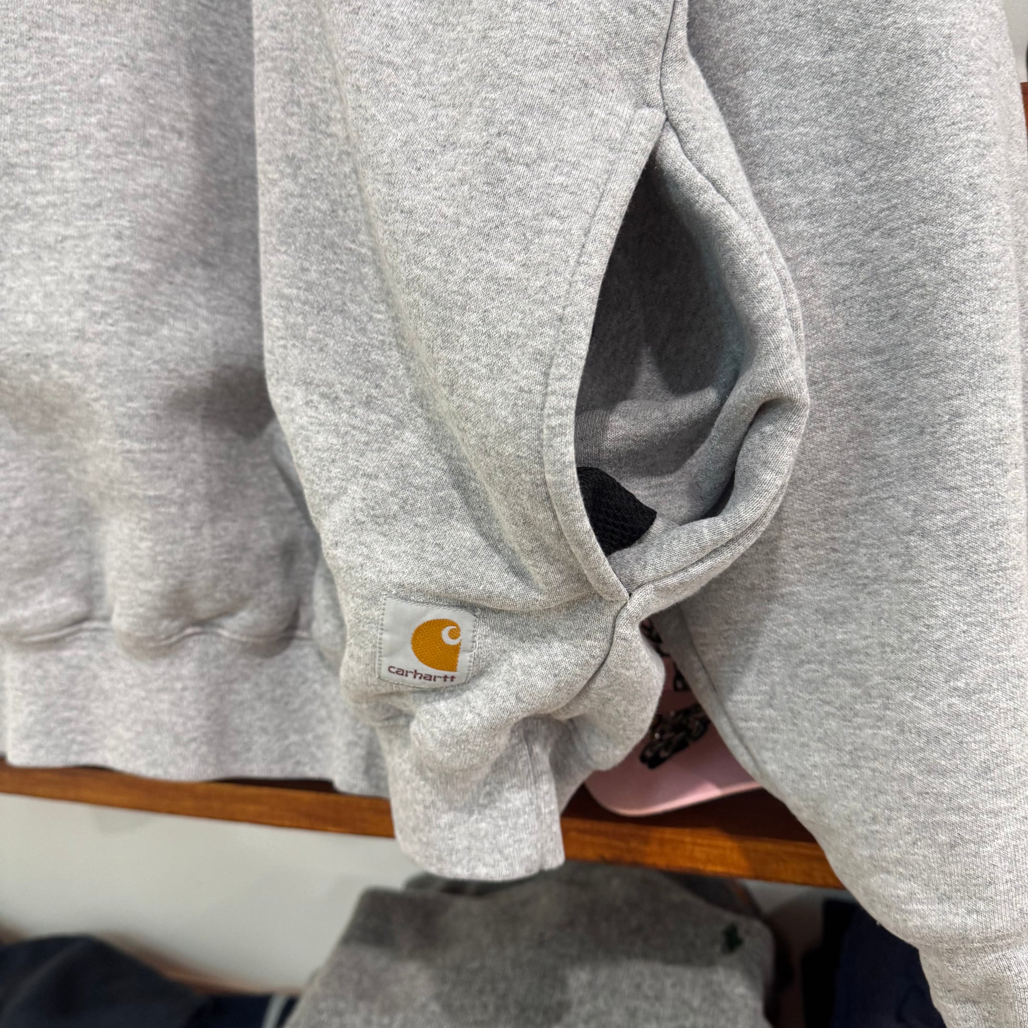 1990'S CARHARTT LOGO WAFFLE LINED SWEATSHIRT - XL