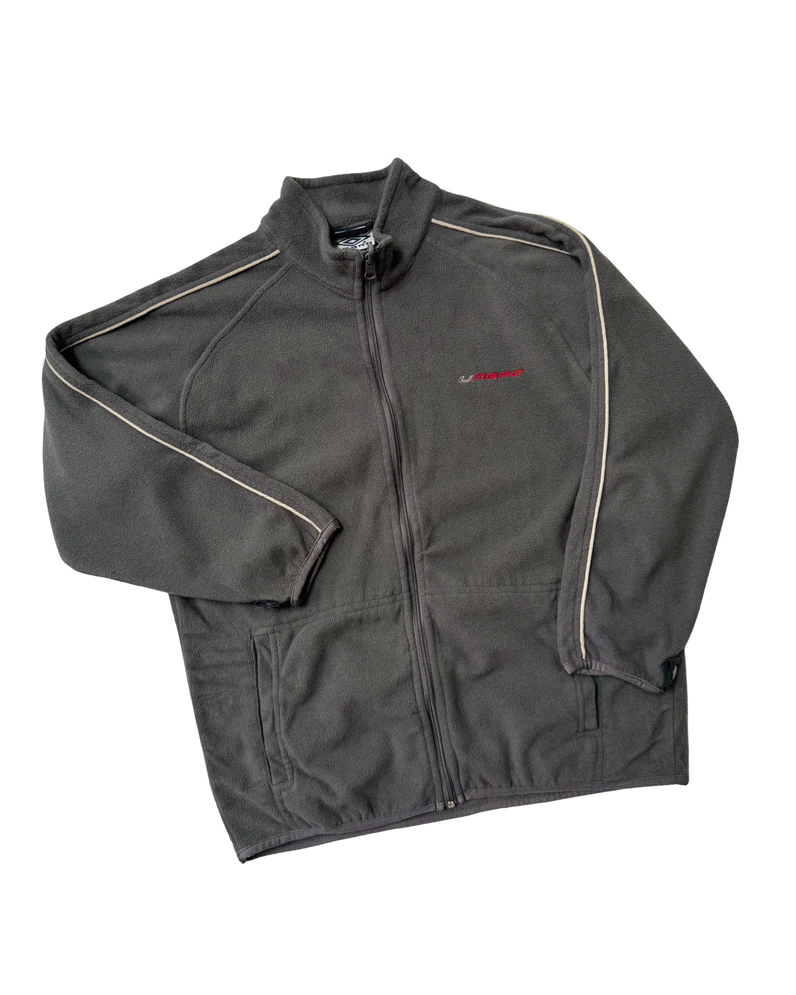 2000'S UMBRO EMBROIDERED PINSTRIPE FLEECE JACKET - S/M