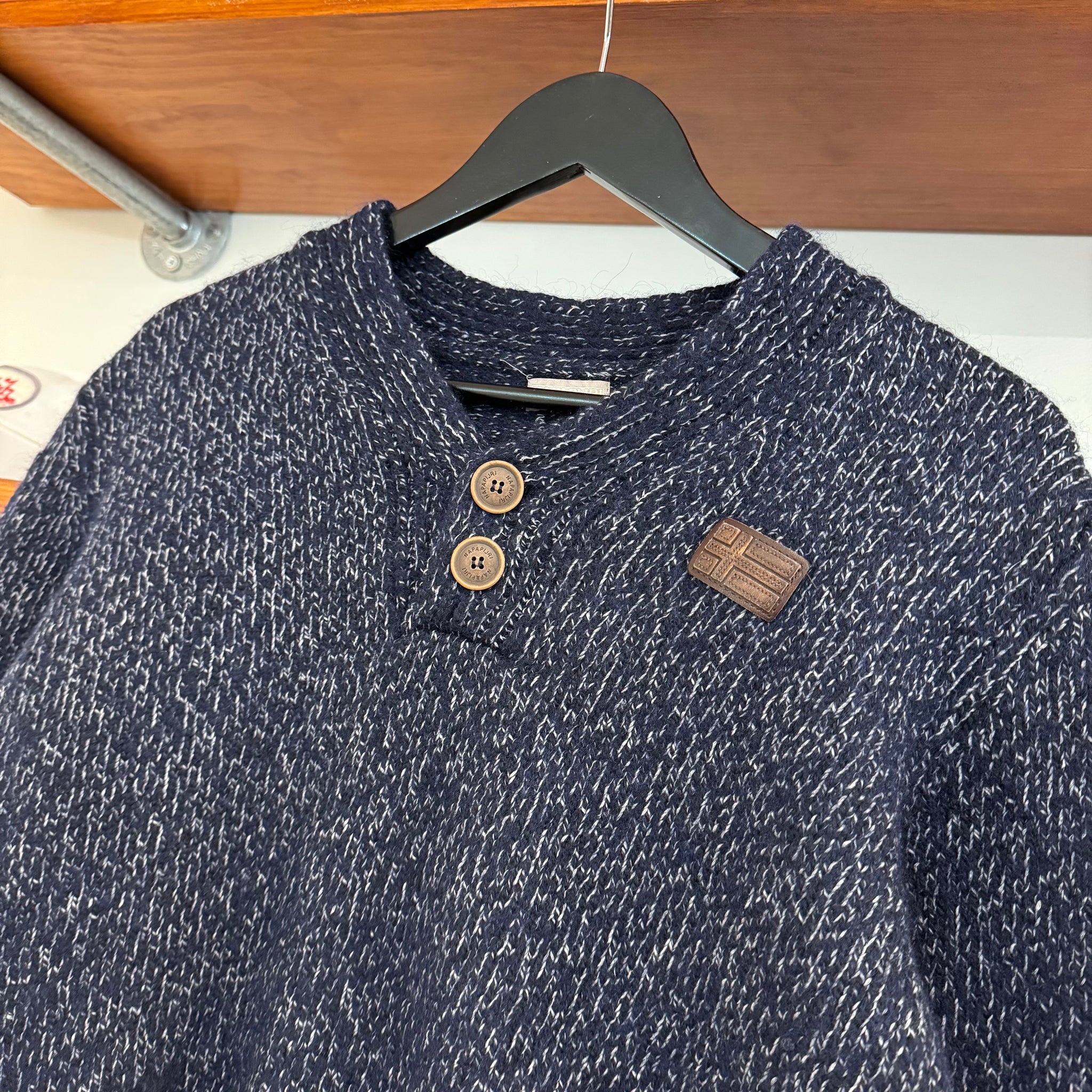 1990'S NAPAPIJRI 1/4 BUTTON-UP KNIT - M
