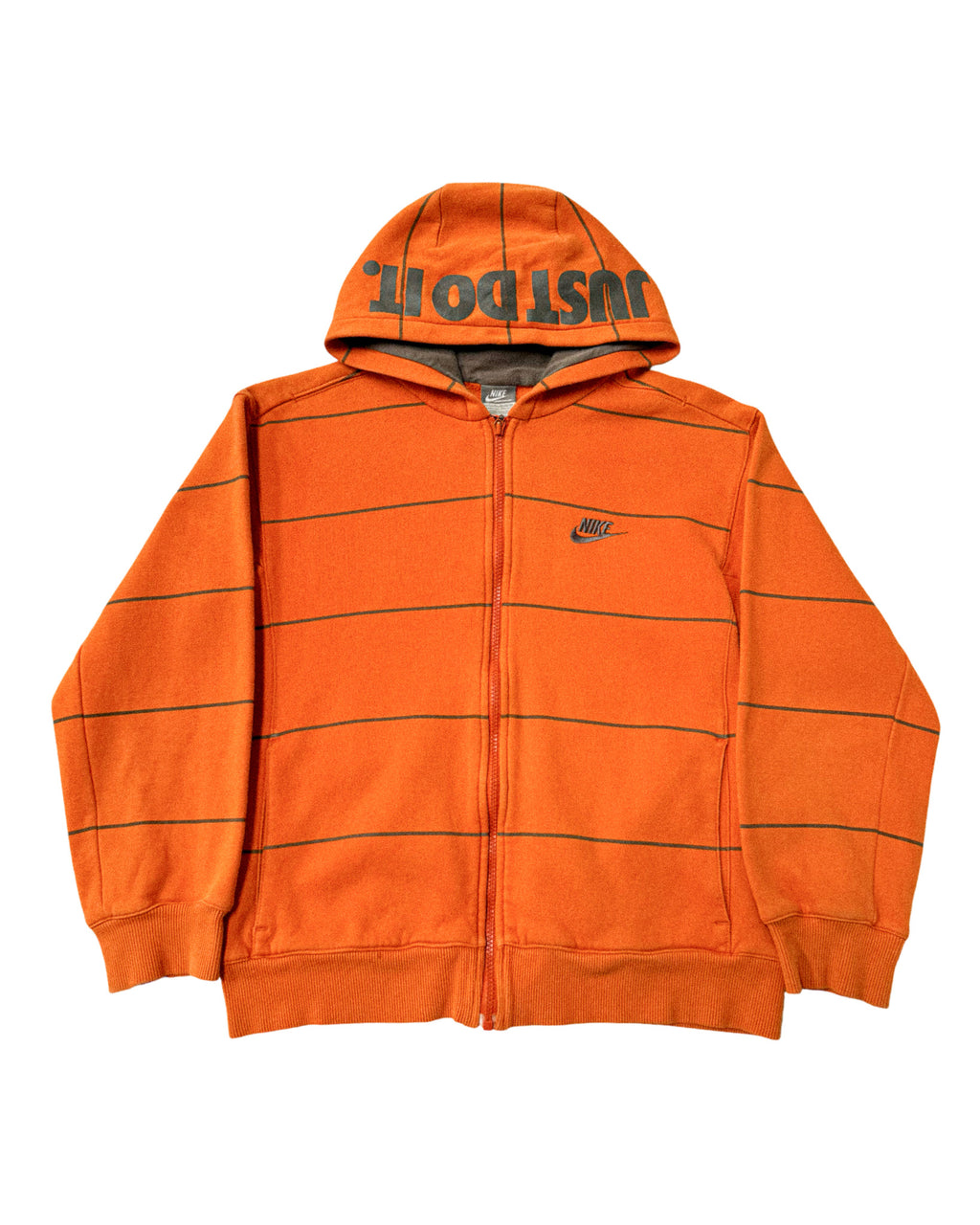 2000'S NIKE 'JUST DO IT' STRIPED HOODIE - M