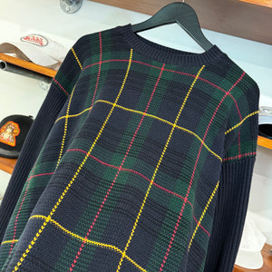 1990'S TOMMY HILFIGER PLAID KNIT SWEATER - L/XL