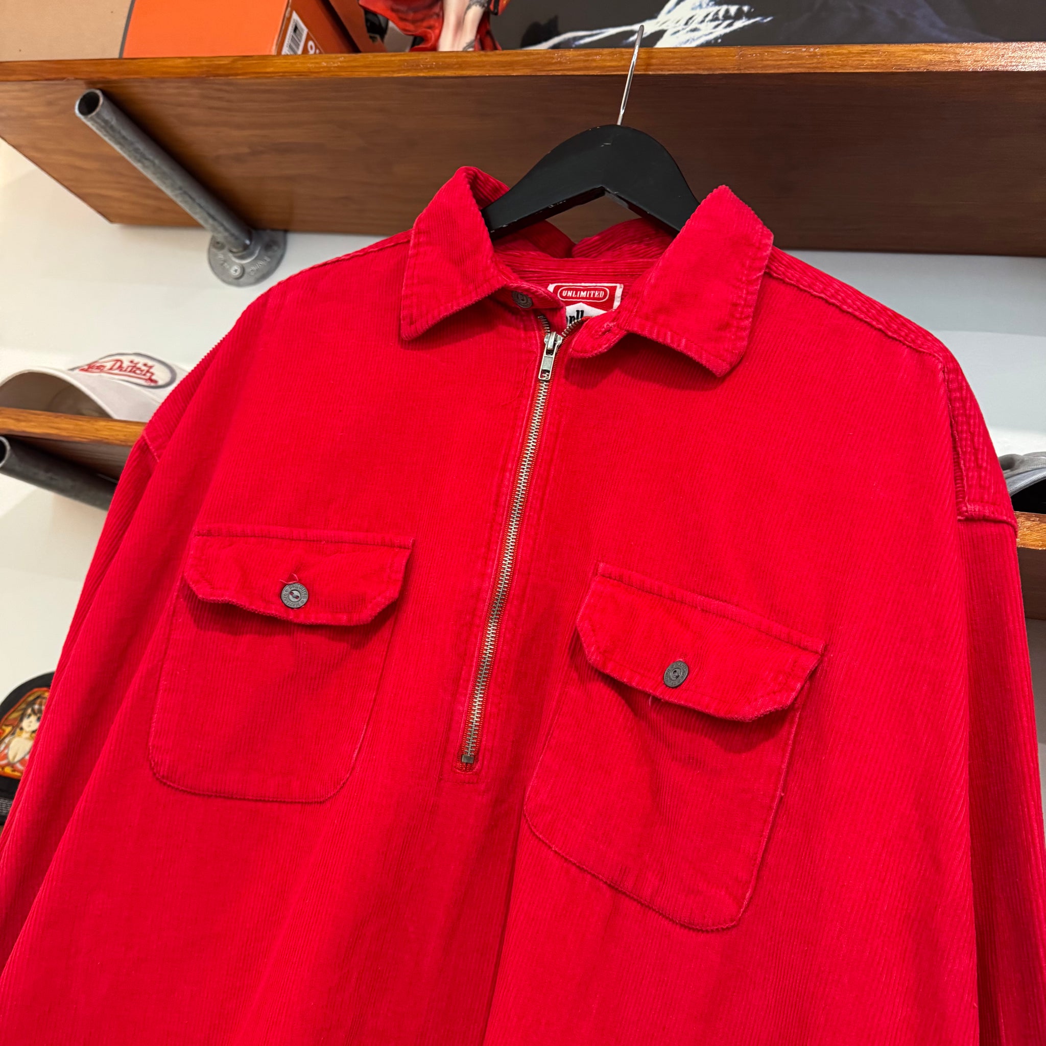 1990'S MARLBORO CORDUROY 1/4 ZIP JACKET - XL
