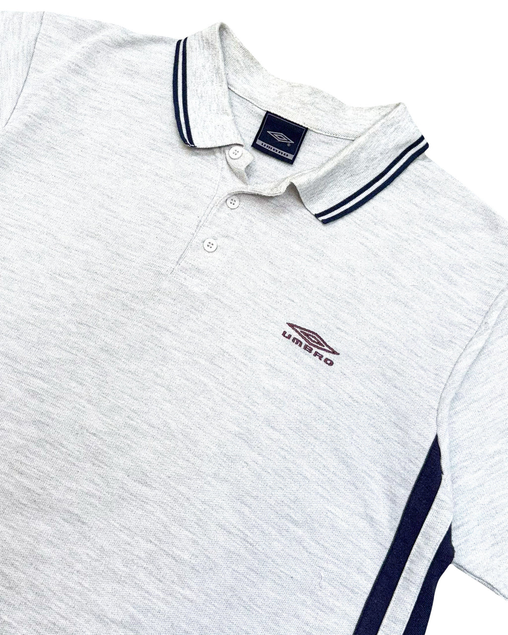 2000'S UMBRO LOGO STRIPED POLO SHIRT - M