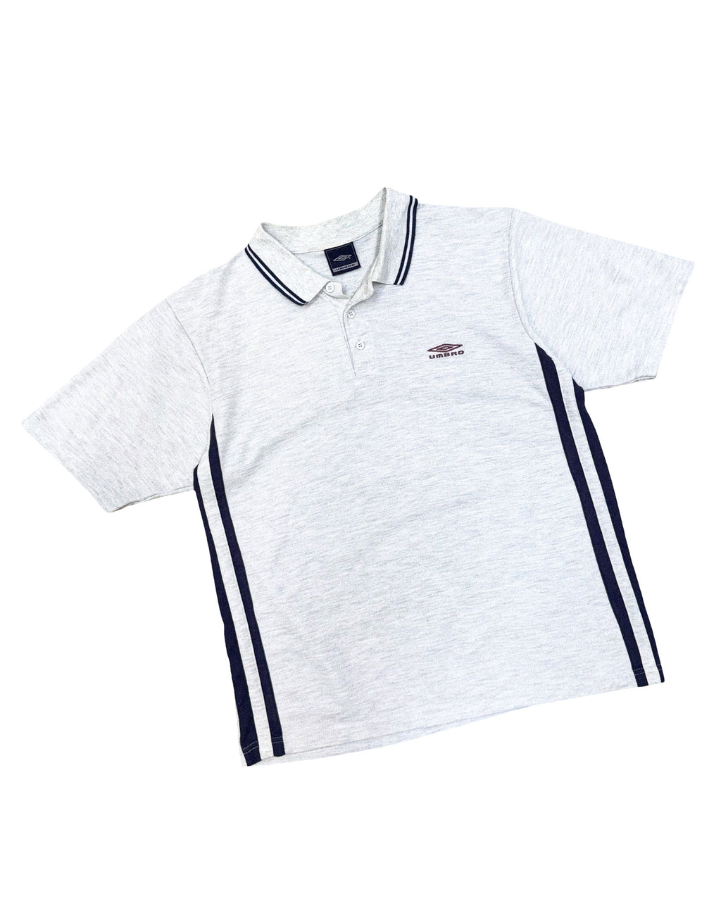 2000'S UMBRO LOGO STRIPED POLO SHIRT - M