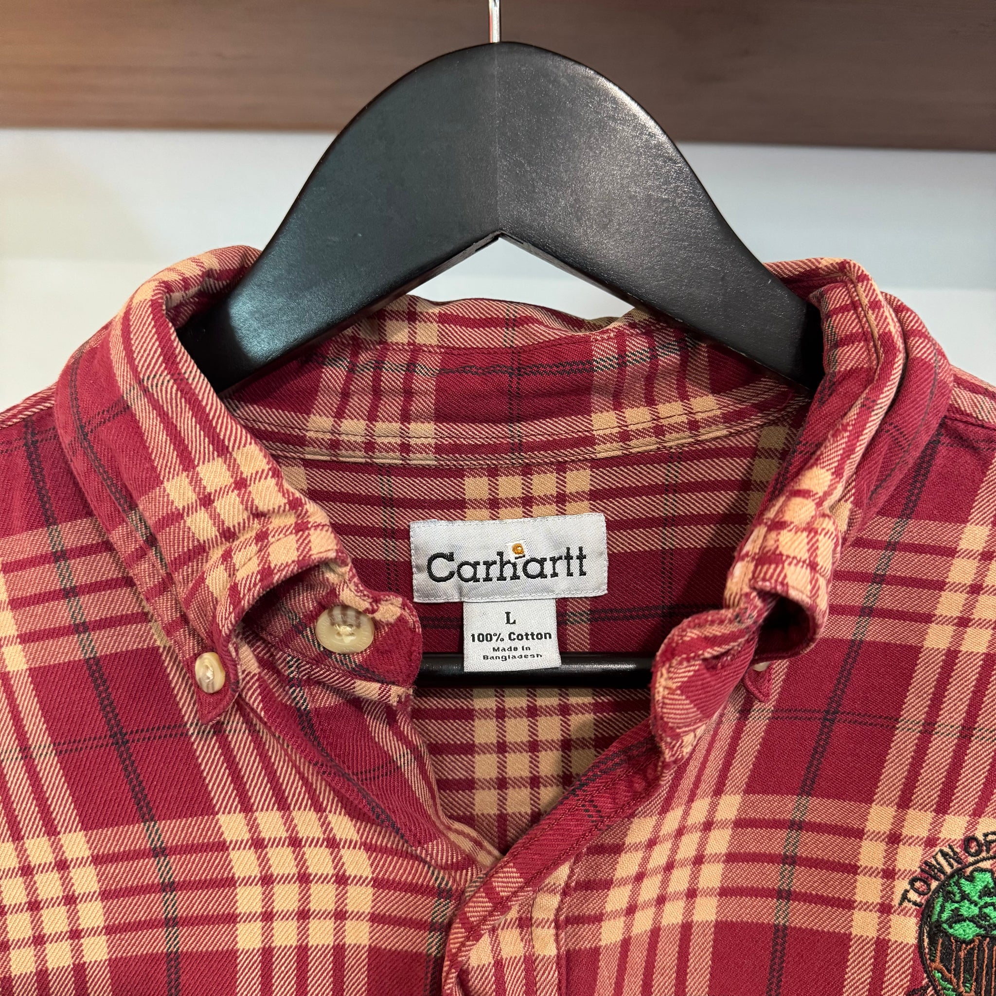 1990'S CARHARTT PLAID BUTTON-UP - M/L
