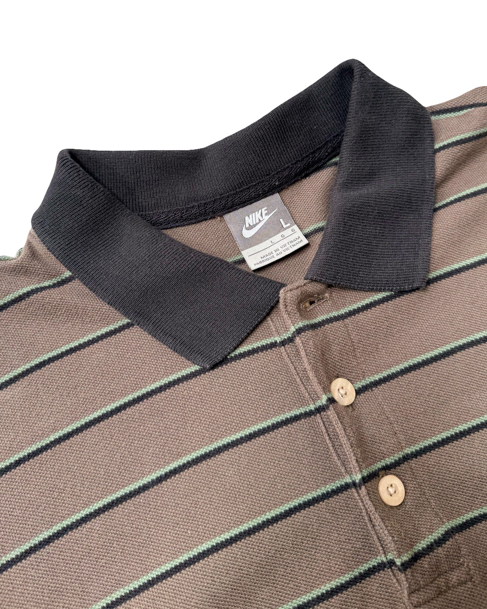 2000'S NIKE STRIPED POLO SHIRT - M