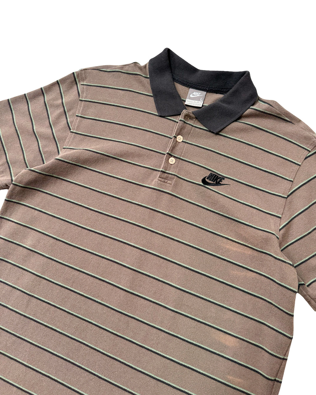 2000'S NIKE STRIPED POLO SHIRT - M
