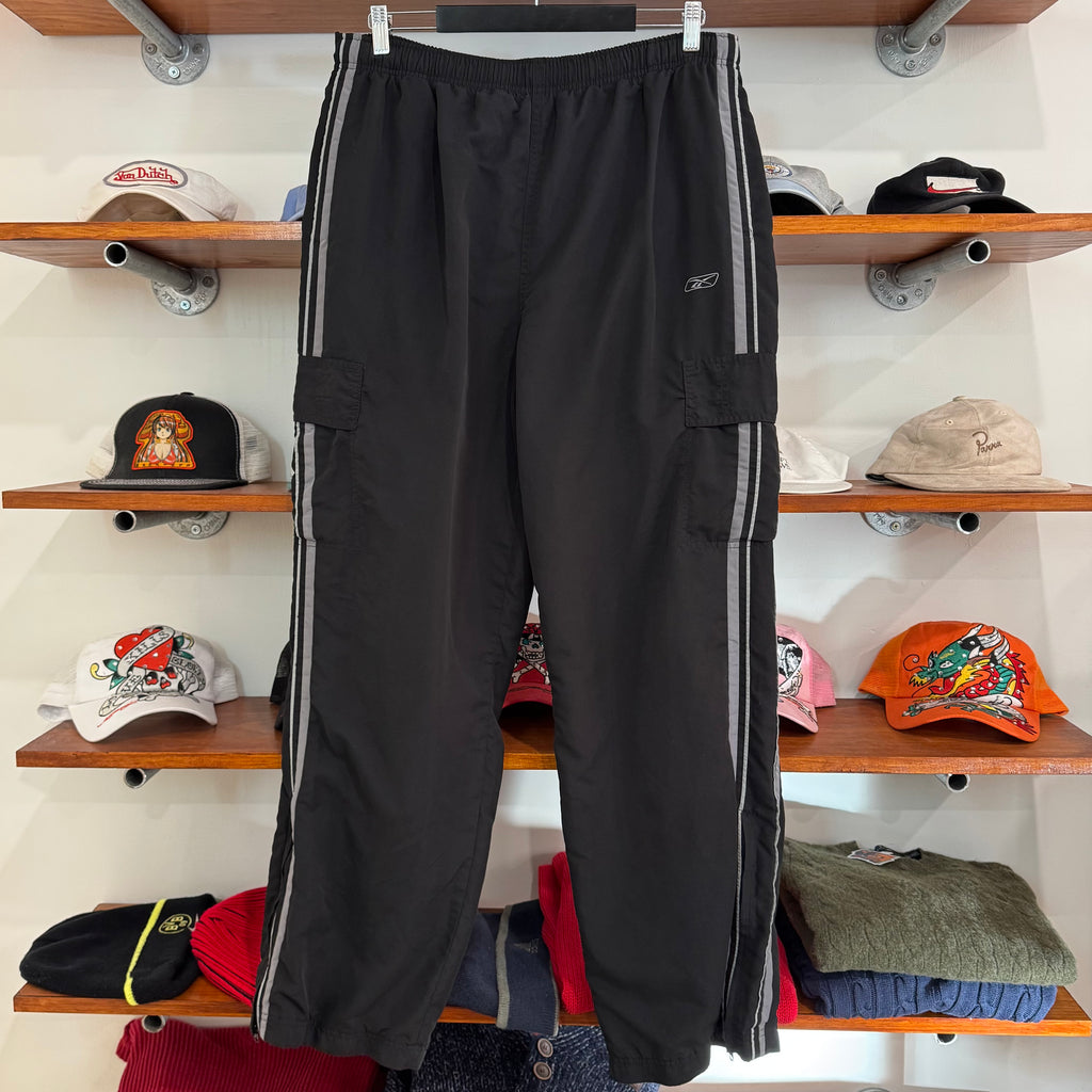 2000'S REEBOK LOGO STRIPED TRACK PANTS - L
