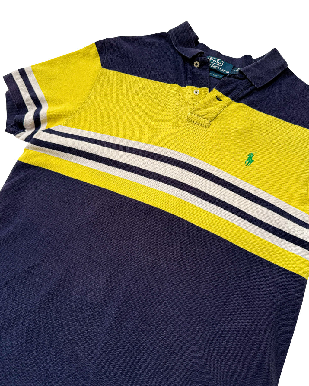 2000'S POLO RALPH LAUREN TWO TONE POLO SHIRT - M