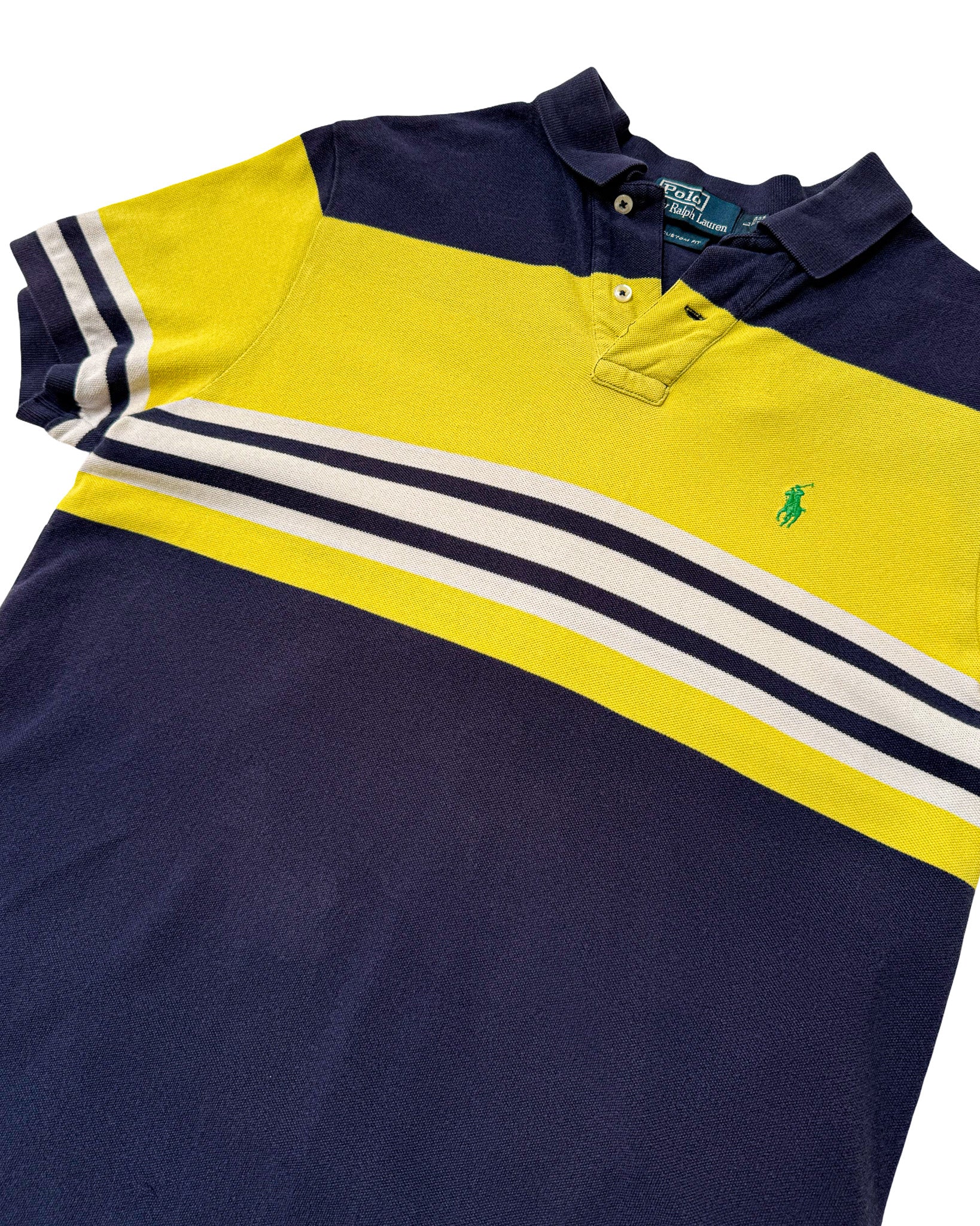 2000'S POLO RALPH LAUREN TWO TONE POLO SHIRT - M