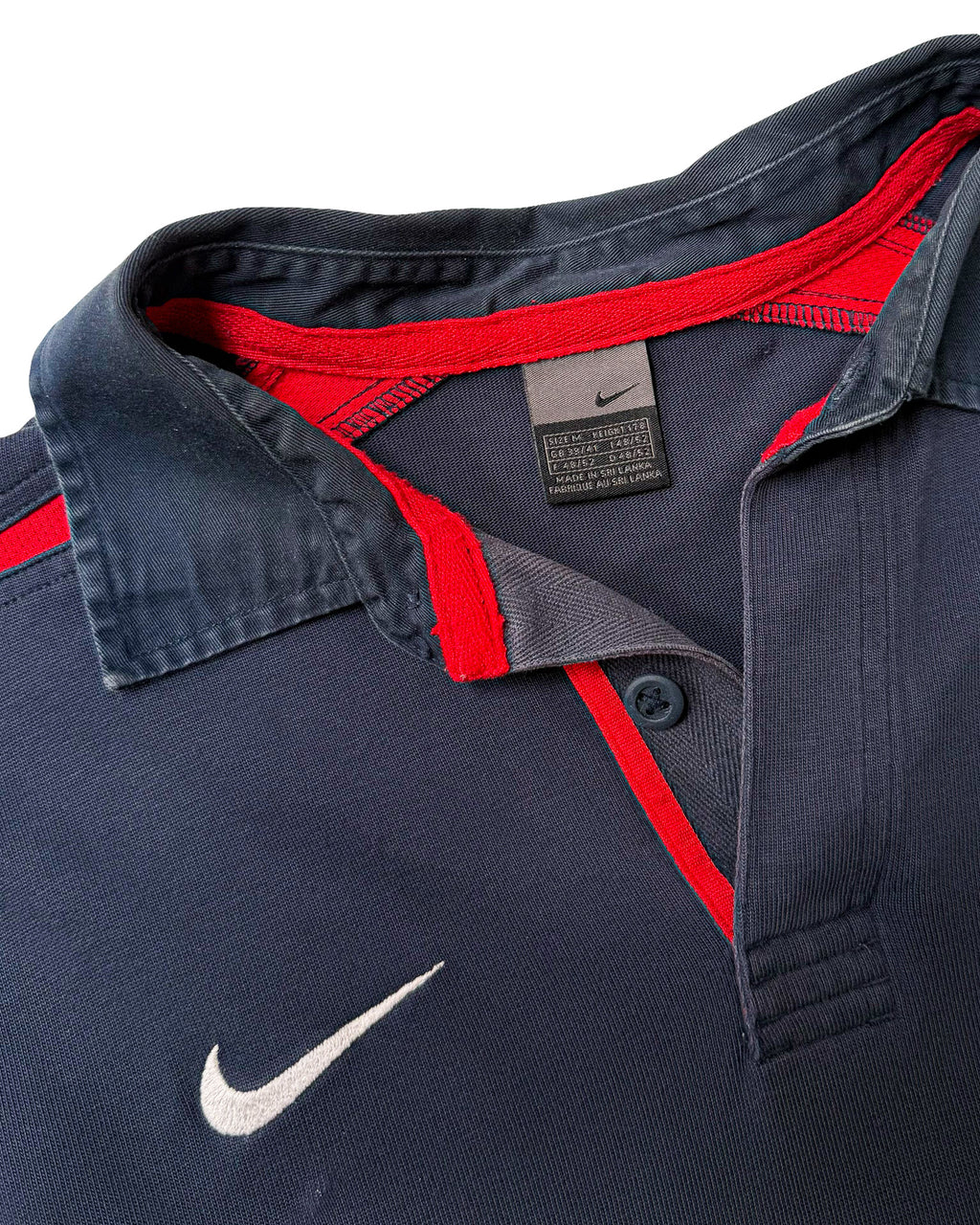 2000'S NIKE ENGLAND RUGBY UNION LONG SLEEVE POLO SHIRT - L