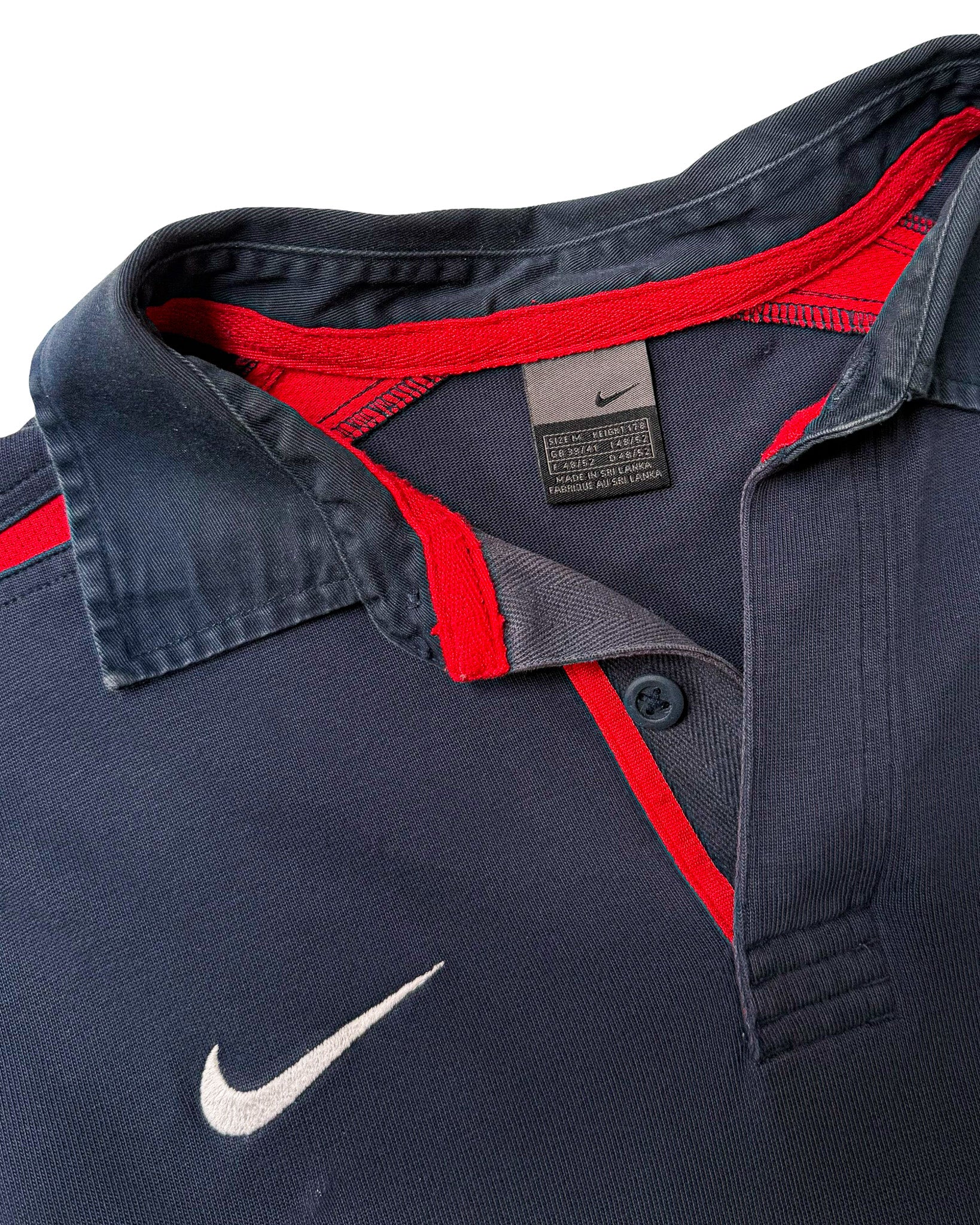 2000'S NIKE ENGLAND RUGBY UNION LONG SLEEVE POLO SHIRT - L