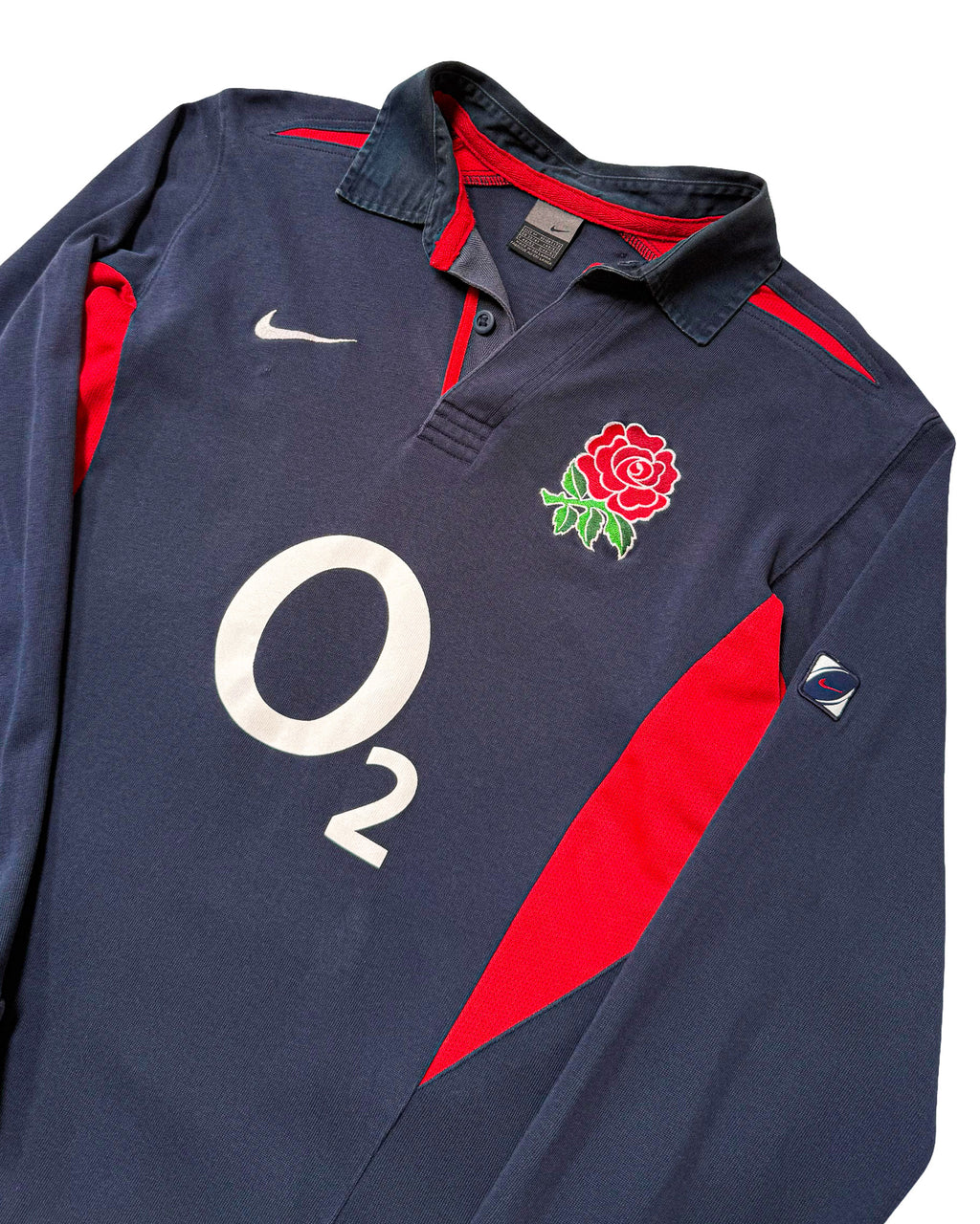 2000'S NIKE ENGLAND RUGBY UNION LONG SLEEVE POLO SHIRT - L