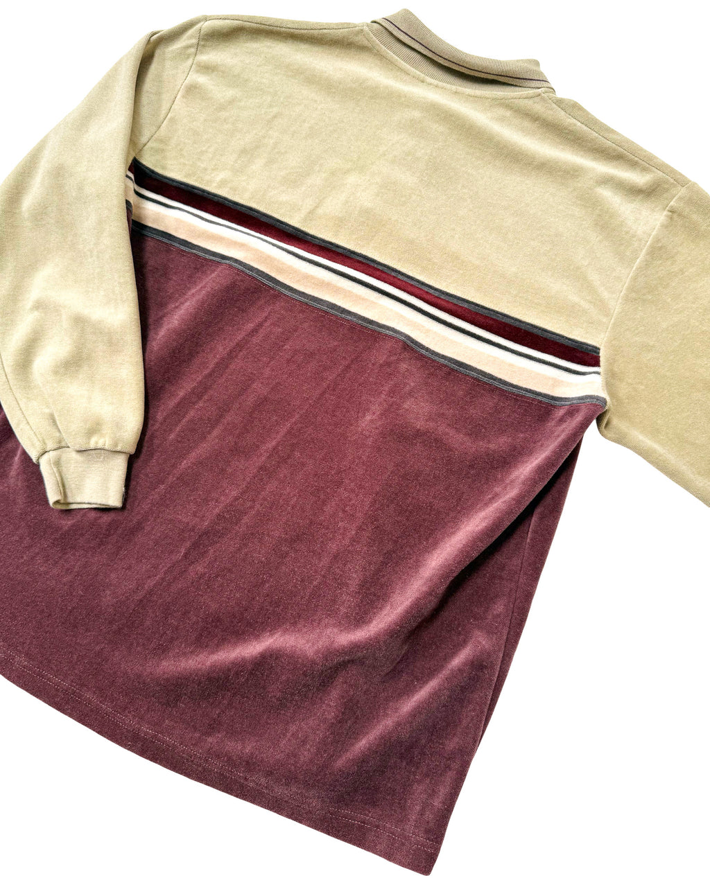 2000'S QUIKSILVER TWO-TONE VELOUR COLLARED SWEATSHIRT - L