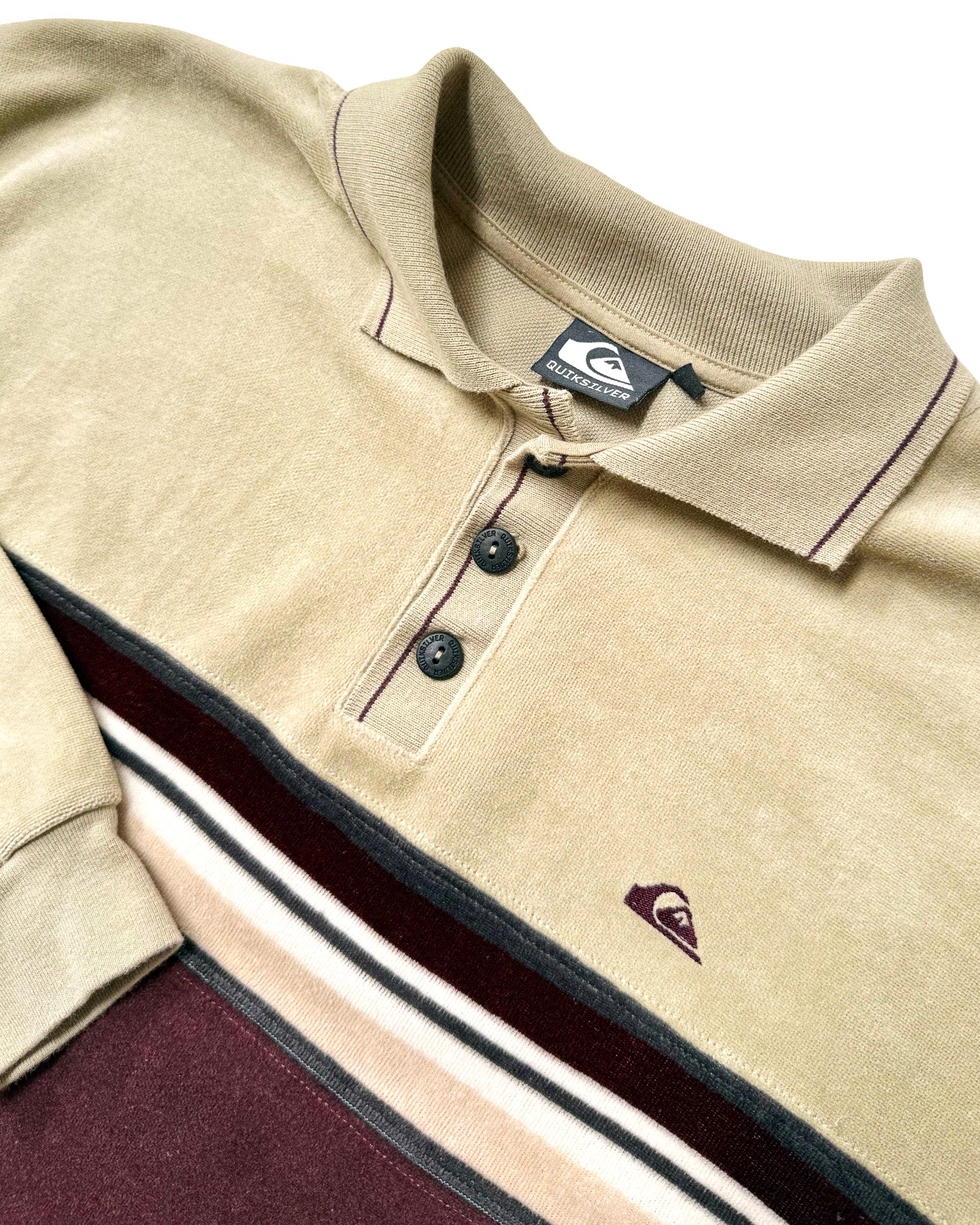 2000'S QUIKSILVER TWO-TONE VELOUR COLLARED SWEATSHIRT - L